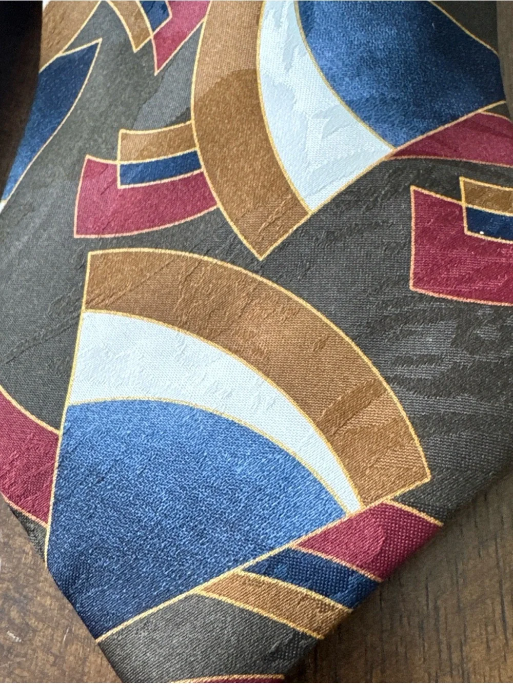 Andhurst lot of 2 Vintage Ties Green Geometric Tan Stripes 70s Abstract USA made